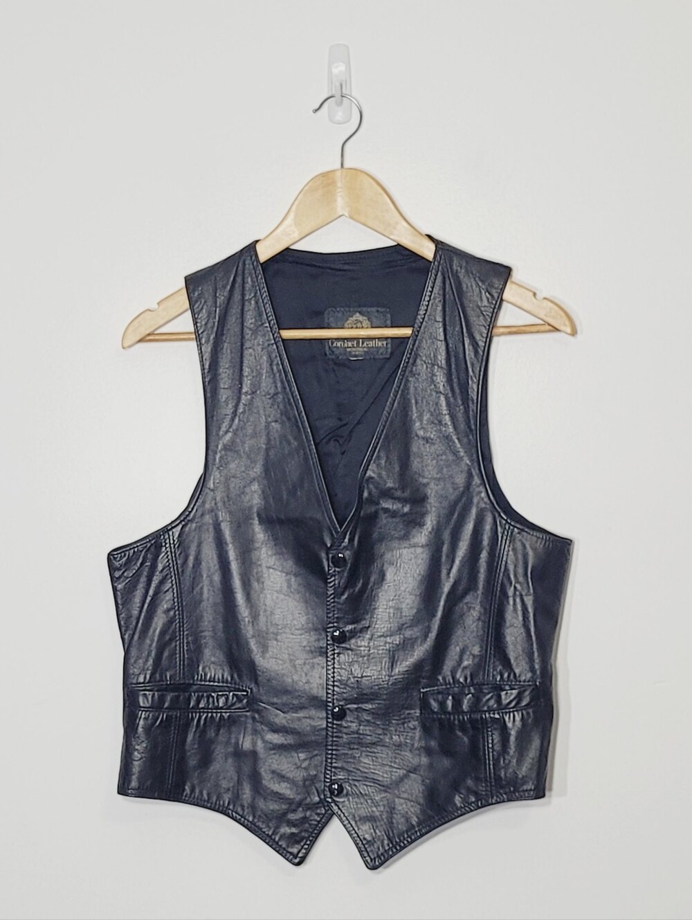 Coronet Leather Montreal Vintage Black Leather Sleeveless Vest Bikers Vibe